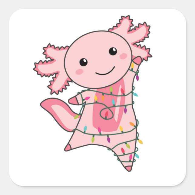 Sticker Carré Axolotl Joyeux Noël Animaux d'hiver Axolotls (Devant)