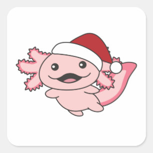 Sticker Carré Axolotl Joyeux Noël hiver Axolotl Carré Stic