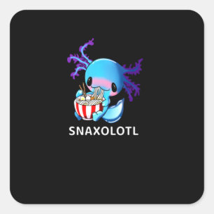 Sticker Carré Axolotl Lover Blue Snaxolotl Eating Ramen
