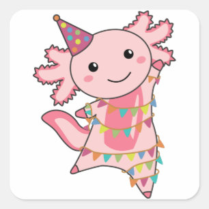 Sticker Carré Axolotl Souhaite Bon Anniversaire À Vous Axolotls 