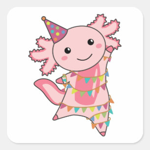 Sticker Carré Axolotl Vous Souhaite Bon Anniversaire Axolotls
