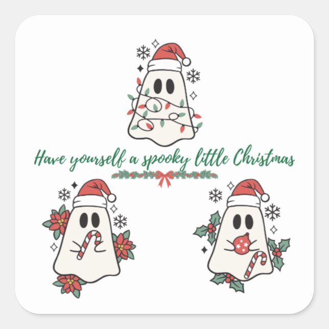 Sticker Carré Ayez un petit Noël Éffrayant (Devant)