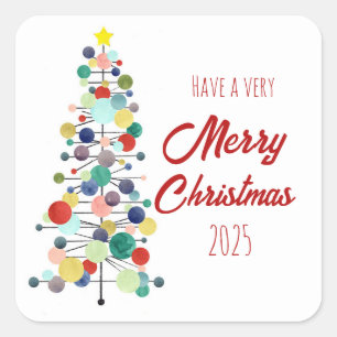 Sticker Carré Ayez Un Très Joyeux Arbre De Noël Au Milieu Du Siè