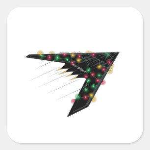 Sticker Carré B2 Esprit Furtif Noël Avion à Réaction Numérique