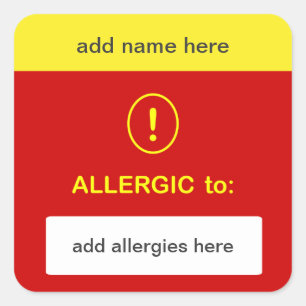 Sticker Carré b3 - CUSTOMISEZ CECI ~ Ajouter Nom + Allergie.