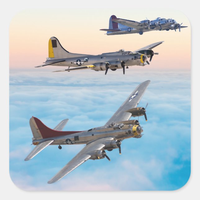 Sticker Carré B-17 SQUADRON BOMBRE FORTERESSE volant (Devant)