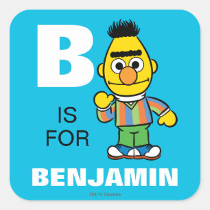 Sticker Carré B est pour Bert   Ajoutez votre nom