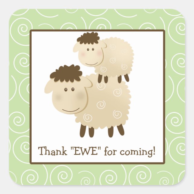 Sticker Carré Baa Baa Mouton Lamb Carré Enveloppe Phoques 20 (Devant)
