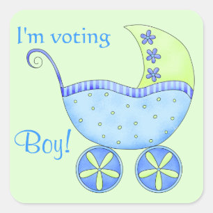 Sticker Carré Baby Buggy Voting Boy Genre Reveal Party