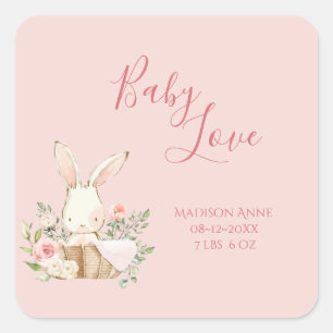 Sticker Carré Baby Girl Pink Script mignonne Élégant bébé