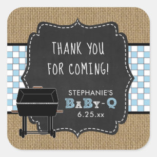 Sticker Carré Baby Q baby shower merci pour l'autocollant BLUE