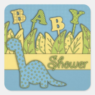 Sticker Carré Baby shower À Thème Cute Dinosaur