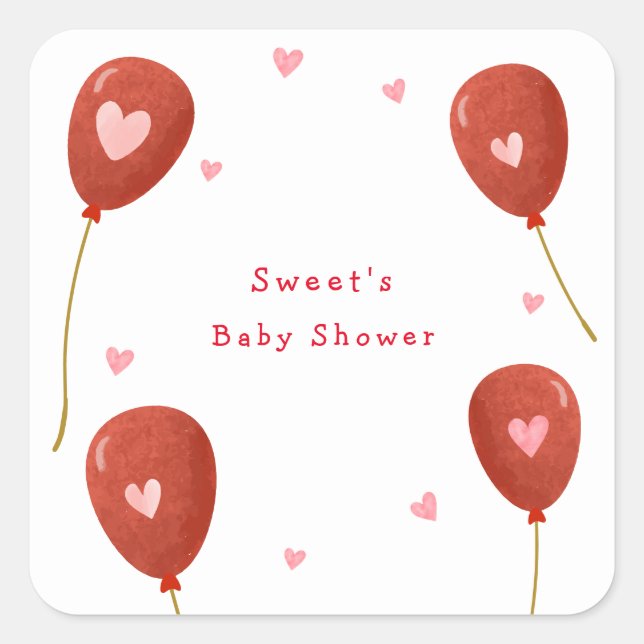 Sticker Carré Baby shower ballotte moderne Little Swetheart (Devant)