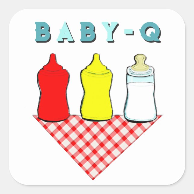 Sticker Carré Baby shower BBQ (Devant)