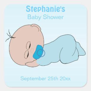 Sticker Carré Baby shower bébé garçon