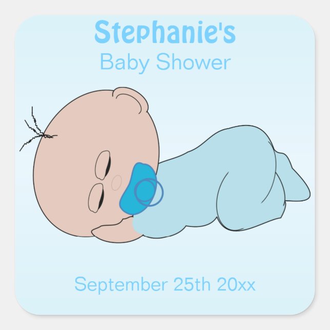Sticker Carré Baby shower bébé garçon (Devant)