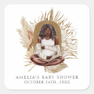 Sticker Carré Baby shower Boho Florals