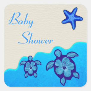 Sticker Carré Baby shower Boy Honu