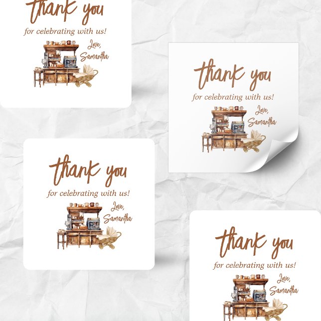 Sticker Carré Baby shower café bébé (Coffee Baby Shower Sticker)