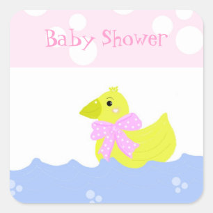Sticker Carré Baby-Shower Canard Jaune