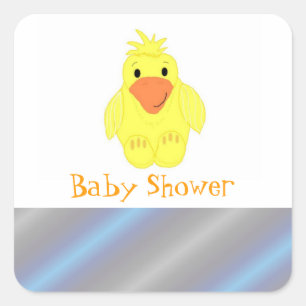 Sticker Carré Baby Shower Canard Jaune
