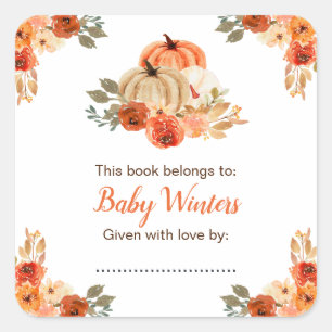 Sticker Carré Baby shower Citrouille orange