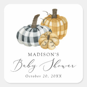 Sticker Carré Baby shower Citrouille Rustique