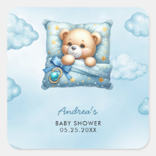 Sticker Carré Baby shower coussin Teddy Bear