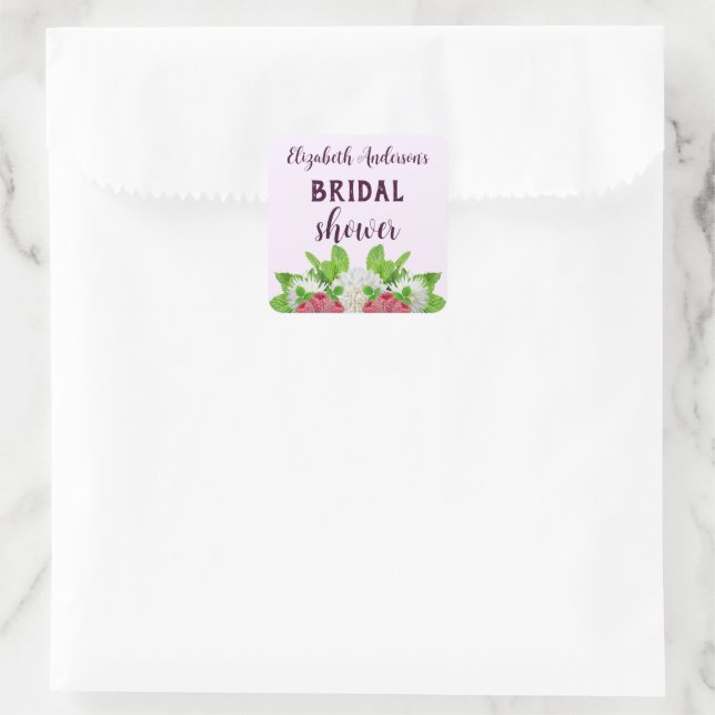 Sticker Carré Baby Shower Dahlia de Jardin de Mariage (Sac)
