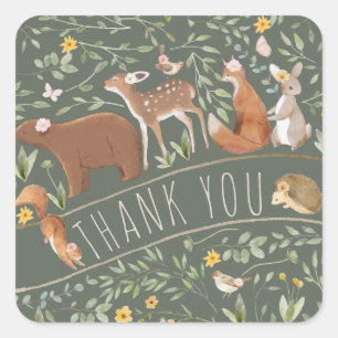 Sticker Carré Baby shower d'amis de la forêt