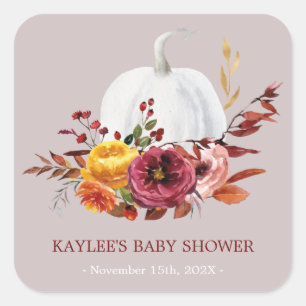 Sticker Carré Baby shower d'automne de pompage faveur