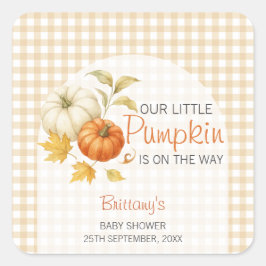 Sticker Carré Baby shower d'automne petit Citrouille