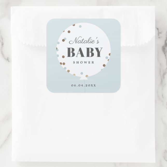 Sticker Carré Baby shower de ballon Confetti en faveur (Sac)