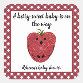 Sticker Carré Baby shower de fraise