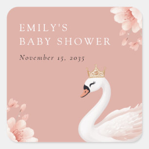 Sticker Carré Baby shower de la petite princesse Swan