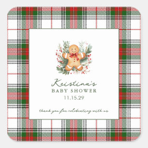 Sticker Carré Baby shower de pain d'épices de Noël