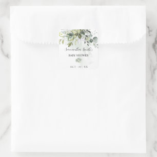 Sticker Carré Baby shower de verdure Eucalyptus Succulent