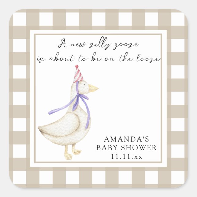 Sticker Carré Baby shower d'oie (Devant)