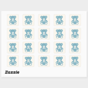 Sticker Carré baby shower d'ours en peluche