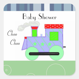 Sticker Carré Baby shower du train Choo Choo