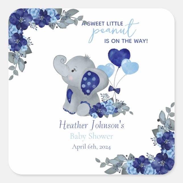 Sticker Carré Baby shower Elephant Boy (Devant)