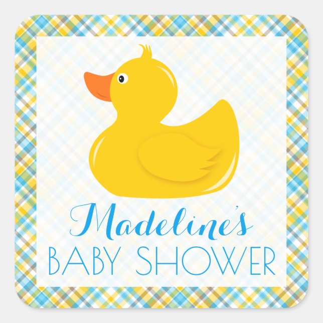 Sticker Carré Baby shower en caoutchouc (Devant)