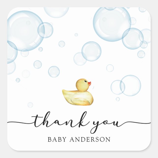 Sticker Carré Baby shower en caoutchouc (Devant)