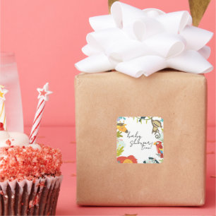 Sticker Carré Baby Shower Faune de la Jungle