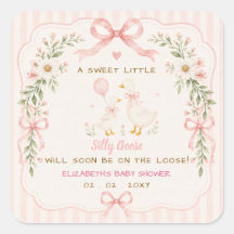 Baby Shower Fille Silly Goose Fleurs Ruban Rose