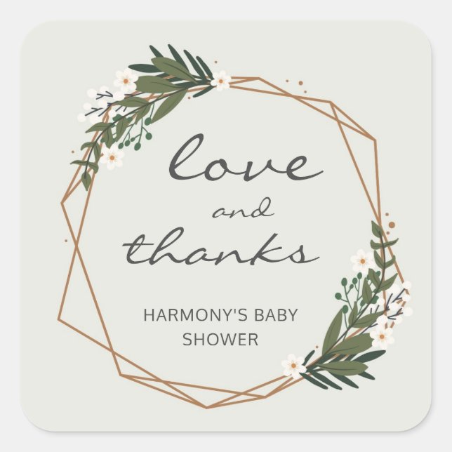 Sticker Carré Baby shower géométrique Or Neutre Sexe (Devant)