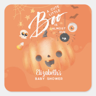Sticker Carré Baby shower Halloween coloré Boo Thème