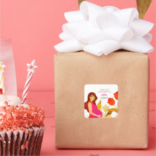 Sticker Carré Baby shower maman enceinte
