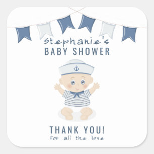 Sticker Carré Baby shower Nautical Baby Boy