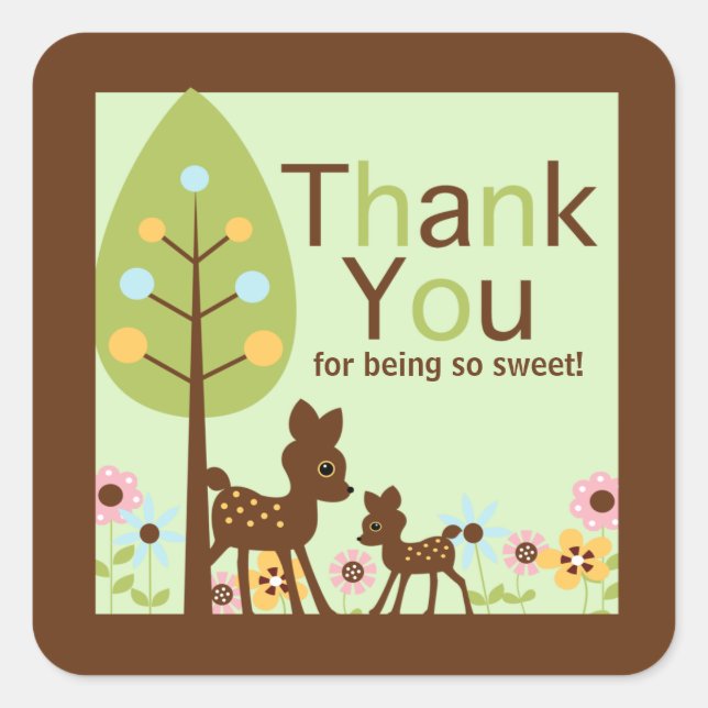 Sticker Carré Baby shower neutre Baby Deer Invitation (Devant)